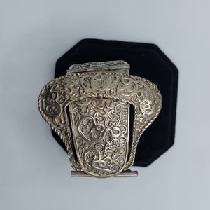 Silver belt buckle bracelet cuff artist signed western wear unique filigree